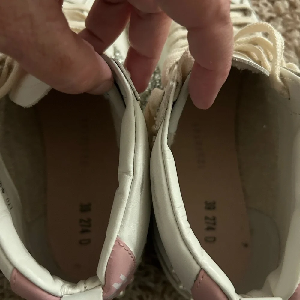 Golden Goose Cream High-Tops with Glitter Star and Pearl Trim size 39 - Picture 2 of 9
